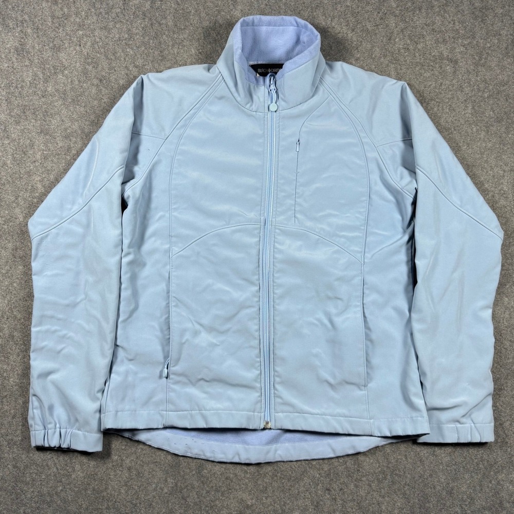Black Diamond Mens Softshell‎ Jacket Light Blue Full Zip Fleece Lined S Hiking
